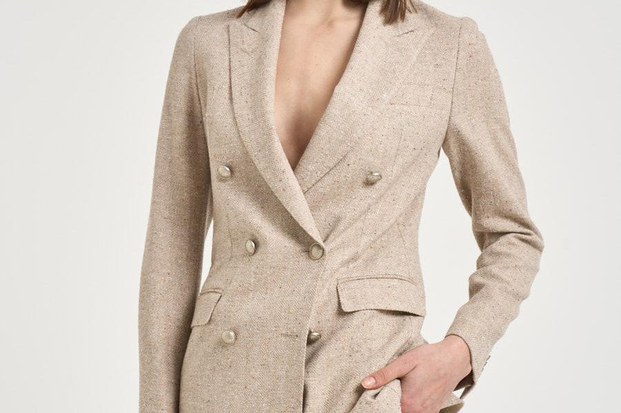 Giacca donna doppiopetto sabbia JPARIGI10BSV 610084ET924 TAGLIATORE 