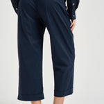 Pantalone donna in popeline blu notte L6SK86 N08 LIVIANA CONTI 