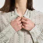 Camicia donna con strass grigia 106238A31F CAITLINI18 PINKO 