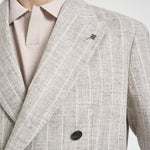 Giacca uomo doppiopetto gessata grigio chiaro 1SMC20K 850049T3259 TAGLIATORE 