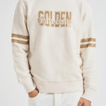 Felpa uomo girocollo panna e oro GMP01223 P00213511616 GOLDEN GOOSE 