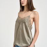 Top donna satinato verde oliva NEWIN OLIVEGREEN IRO 