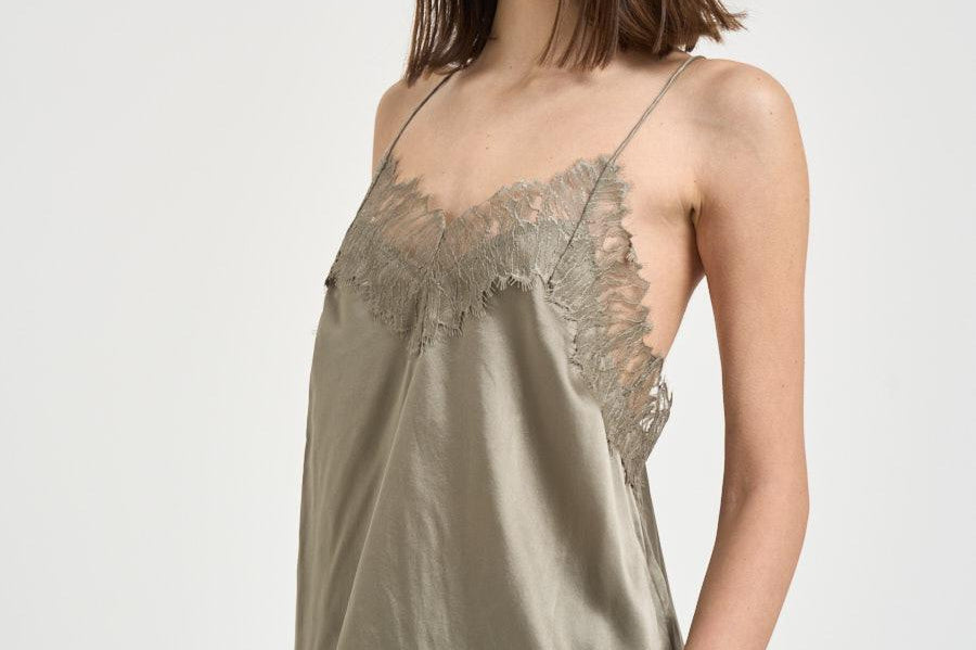 Top donna satinato verde oliva NEWIN OLIVEGREEN IRO 