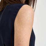 Blusa donna Aglaia con drappeggio blu F6ST55 N08 LIVIANA CONTI 