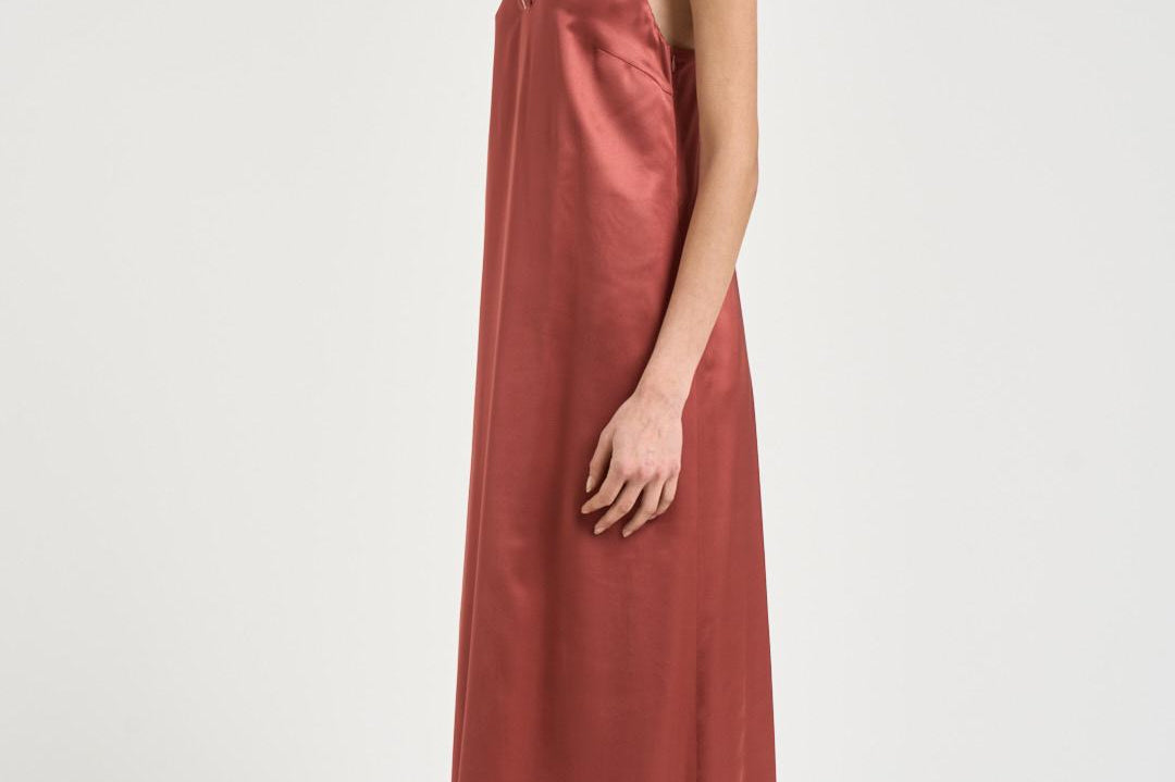 Abito donna midi rosso mattone A02056 06638124 PESERICO 