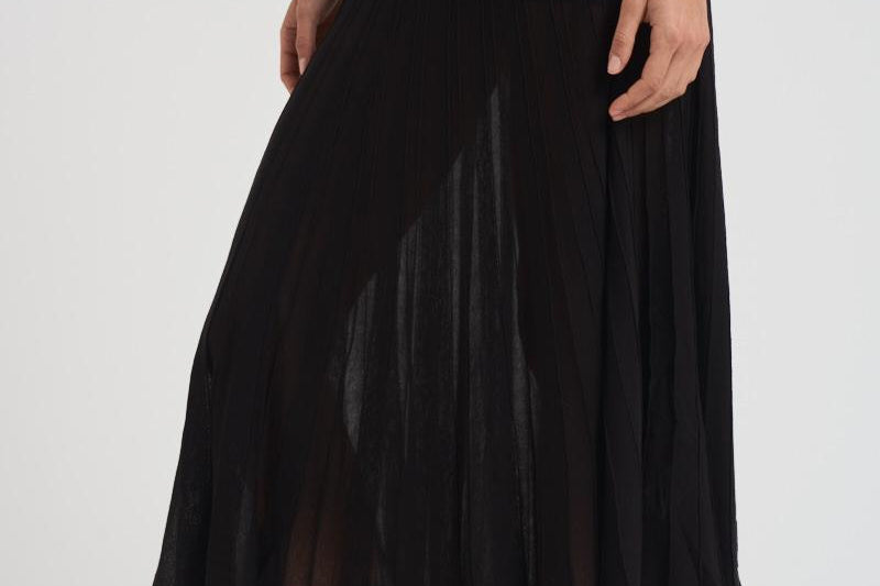 Gonna donna Ezra lunga in maglia nera JU0371FB C2L03I01BK ISABEL MARANT 