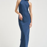 Abito donna lungo satinato blu 16193 BLUE ACTUALEE 