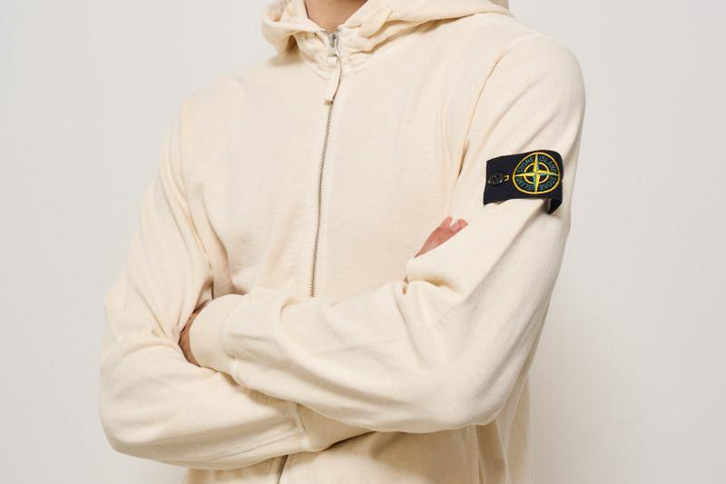 Felpa uomo con zip avorio 6100021 S0060V0193 STONE ISLAND 