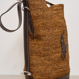 Borsa donna a secchiello in rafia marrone 428955892 002 RALPH LAUREN 