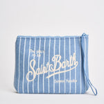 Pochette donna Aline in spugna a righe celeste ALINESPONGE 07447L MC2 SAINT BARTH 