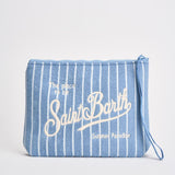 Pochette donna Aline in spugna a righe celeste ALINESPONGE 07447L MC2 SAINT BARTH 
