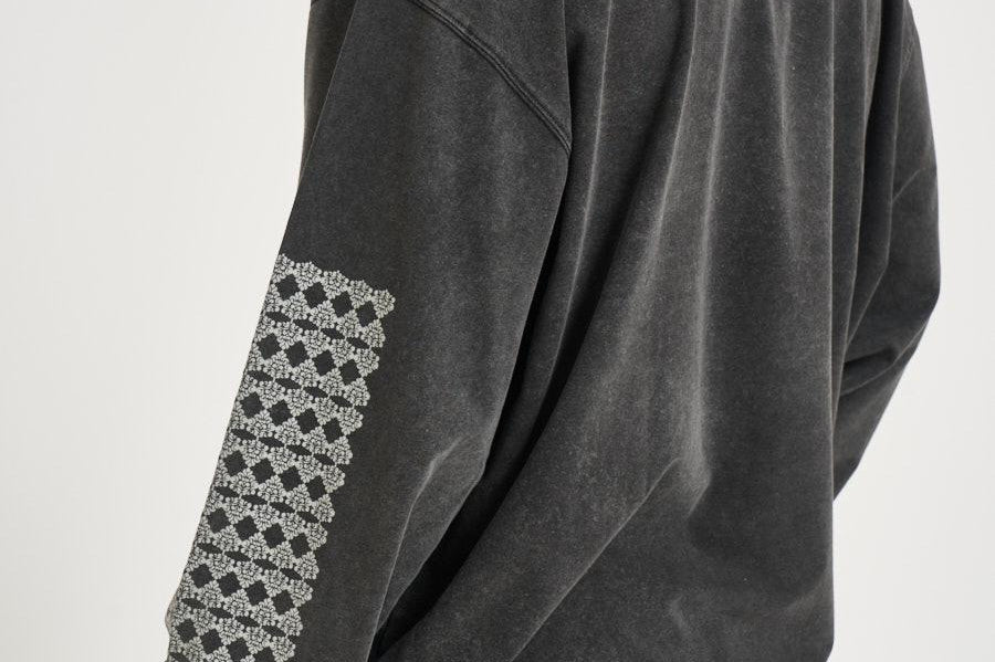 Felpa uomo grigio con stampa HIMARIYU WASHEDBLACK DON'T WASTE CULTURE 