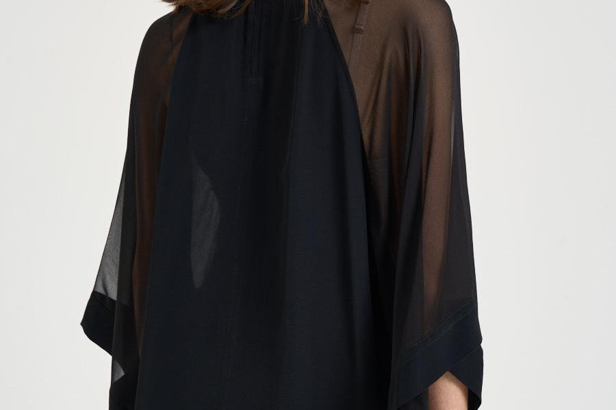 Blusa donna Sheer Raglan Blouse nera 32105 1433BLACK FILIPPA K 