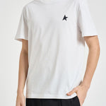T-shirt uomo girocollo bianca con stella nera GMP01220 P00059310364 GOLDEN GOOSE 
