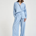 Camicia donna a righe celeste NYNNON BLUELEFT IRO 