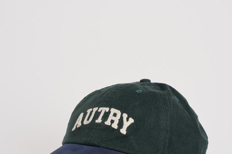 Cappellino uomo in velluto verde e blu ACPU Q9BG AUTRY 