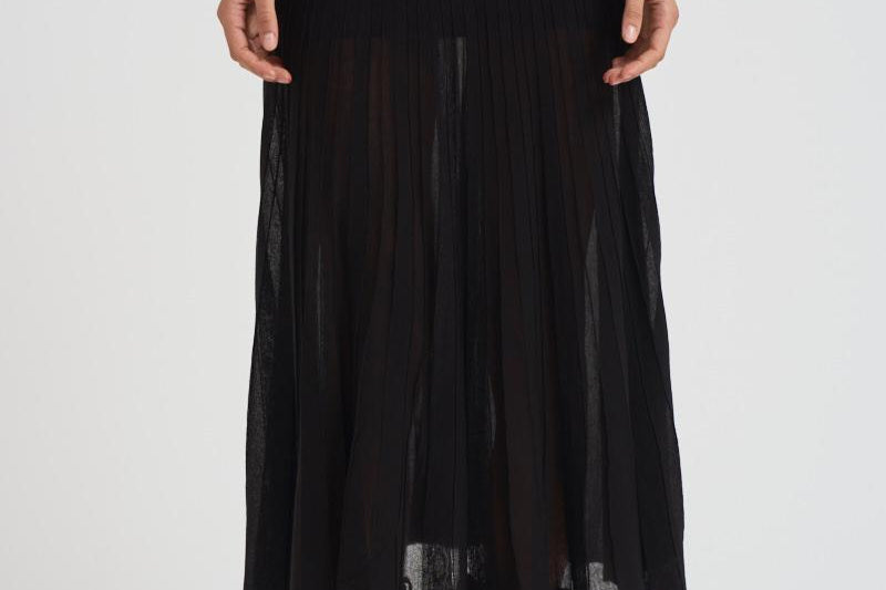 Gonna donna Ezra lunga in maglia nera JU0371FB C2L03I01BK ISABEL MARANT 