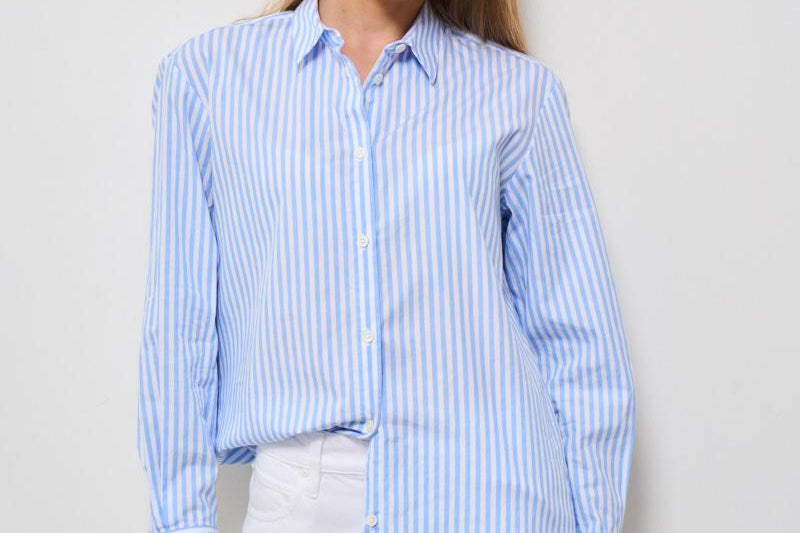 Camicia donna gessata celeste BRIGITTE 03864H MC2 SAINT BARTH 
