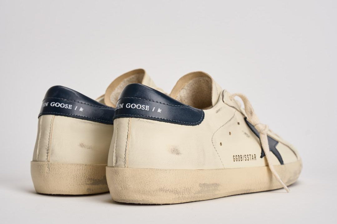 Sneakers uomo Super-star crema e blu GMF00101 F00416415430 GOLDEN GOOSE 