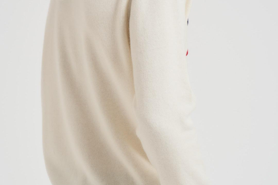 Maglia uomo girocollo con ricamo Courmayeur panna HERON COURMAD10EMB MC2 SAINT BARTH 