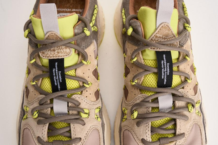 Sneakers uomo Yamabushi beige e lime YAMABUSHIM 1D87LIME FLOWER MOUNTAIN 