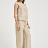 Blusa donna con foglie ricamate oro 5S1023 L9488403 GLANSHIRT 