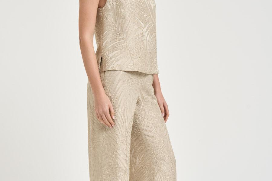 Blusa donna con foglie ricamate oro 5S1023 L9488403 GLANSHIRT 