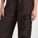 Pantalone donna palazzo marrone con ricami F6SL94 W18 LIVIANA CONTI 