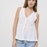 Top donna bianco in lino D311664 BEACH25002 P.a.r.o.s.h. 