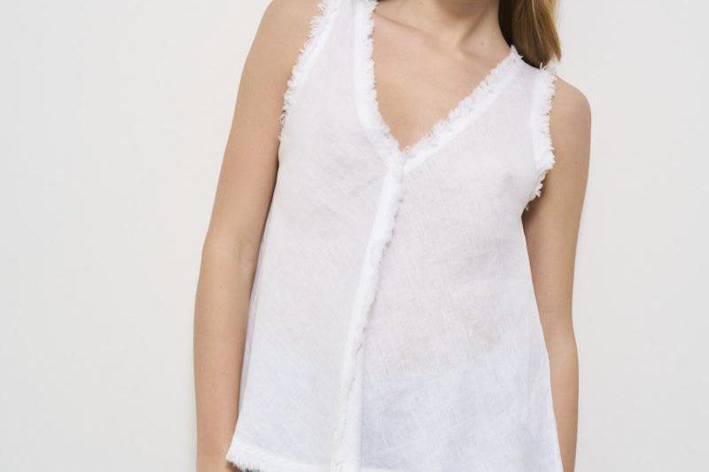 Top donna bianco in lino D311664 BEACH25002 P.a.r.o.s.h. 