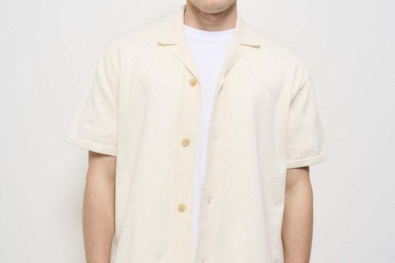 Camicia uomo in cotone panna LDM310155 215215IVORY LES DEUX 