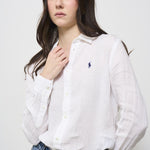 Camicia donna in lino bianco ottico 211970730 001 RALPH LAUREN 