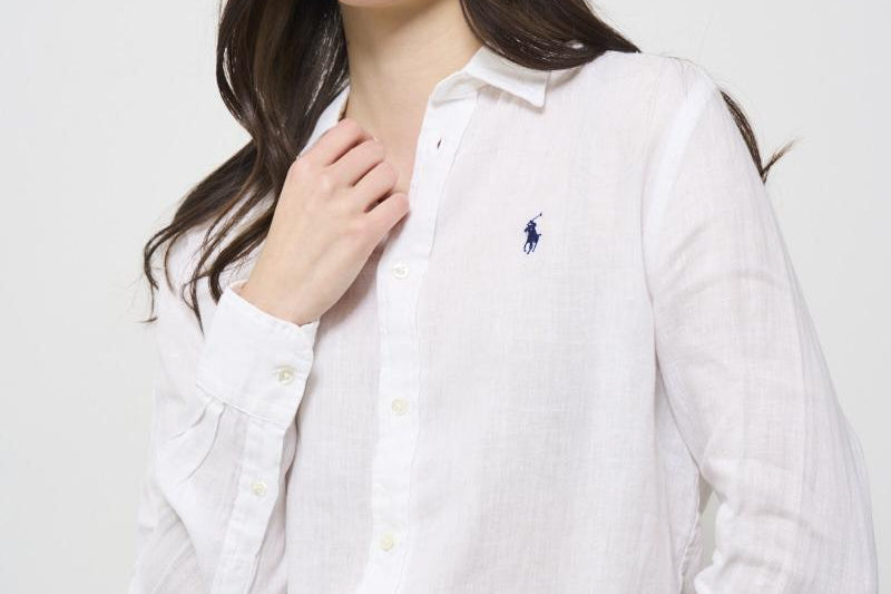 Camicia donna in lino bianco ottico 211970730 001 RALPH LAUREN 