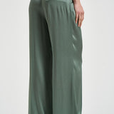 Pantalone donna satinato verde salvia Y6SM37 S29 SEMICOUTURE 