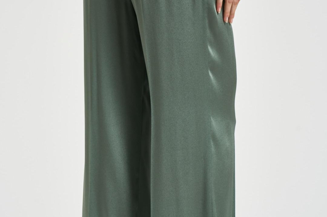 Pantalone donna satinato verde salvia Y6SM37 S29 SEMICOUTURE 