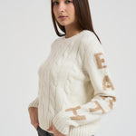 Maglia donna a trecce panna MALMO STB10 MC2 SAINT BARTH 