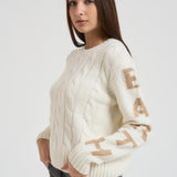 Maglia donna a trecce panna MALMO STB10 MC2 SAINT BARTH 