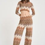 Top donna degradé zig zag marrone SIVIGLIA 01846L MC2 SAINT BARTH 