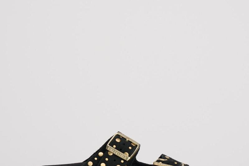 Sandalo donna Arizona nero con borchie oro<BR/> 1027855 BLACK BIRKENSTOCK 