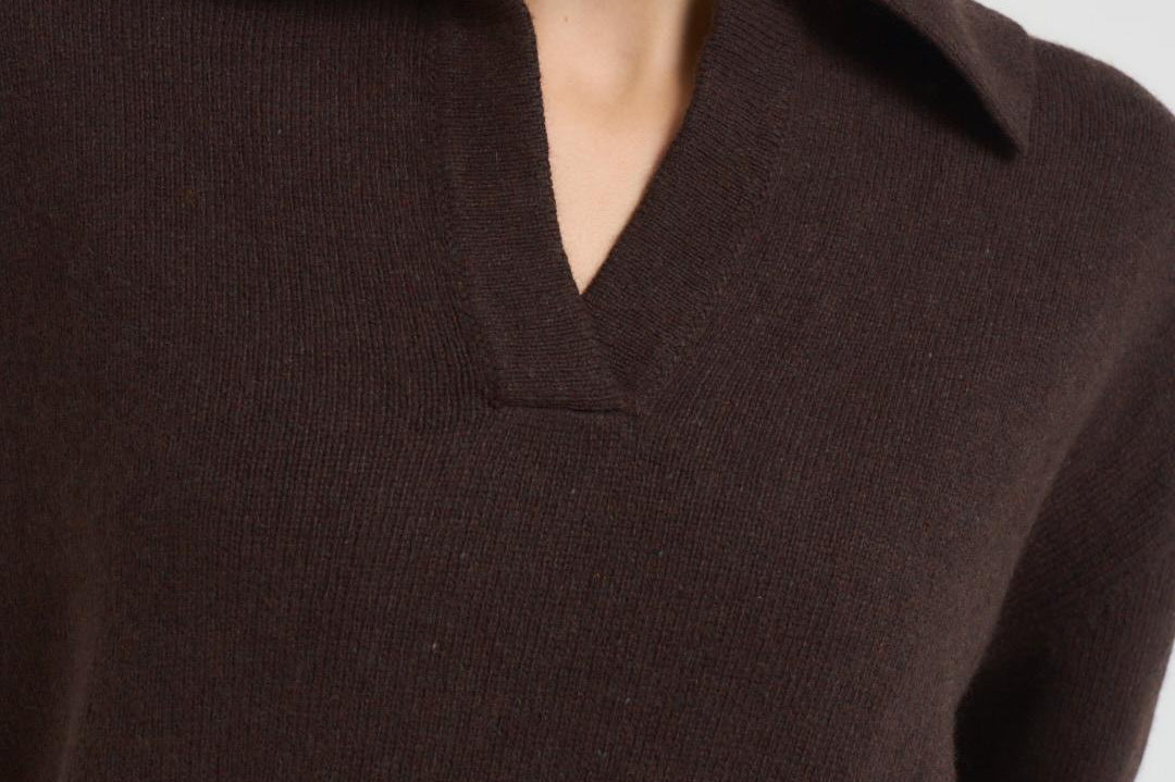 Polo donna in maglia cioccolato L5WC76 W18 LIVIANA CONTI 