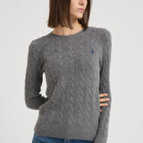Maglia donna girocollo a traccia grigio antracite 211971865 501 RALPH LAUREN 