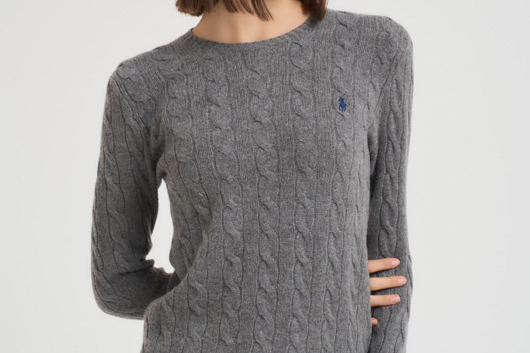 Maglia donna girocollo a traccia grigio antracite 211971865 501 RALPH LAUREN 