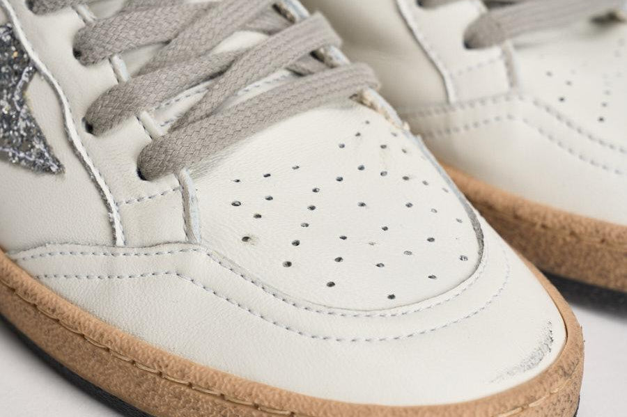 Sneakers donna Ball Star bianca e silver GWF00117 F00377311325 GOLDEN GOOSE 