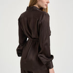 Camicia donna satinata marrone Y6SM13 V22 SEMICOUTURE 