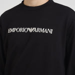 Felpa uomo girocollo nera con stampa logo 8N1MR6 1JRIZF009 EMPORIO ARMANI 