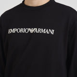 Felpa uomo girocollo nera con stampa logo 8N1MR6 1JRIZF009 EMPORIO ARMANI 