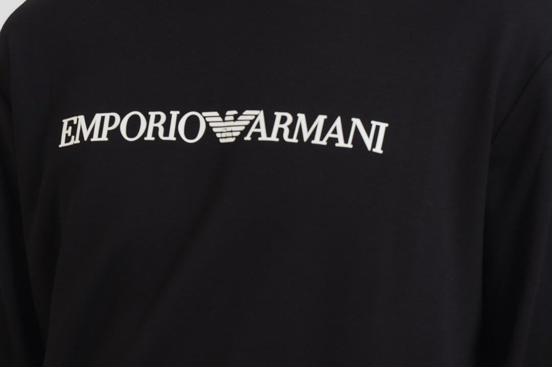 Felpa uomo girocollo nera con stampa logo 8N1MR6 1JRIZF009 EMPORIO ARMANI 
