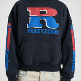 Felpa uomo con cappuccio blu notte HO06012 6011BLAKCREDBLUE RHUDE 