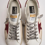 Sneakers uomo Super-Star bianca e bordeaux GMF00104 F00872615984 GOLDEN GOOSE 