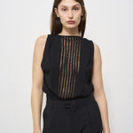 Top nero donna con ricamo frontale ULZIE BLACK IRO 